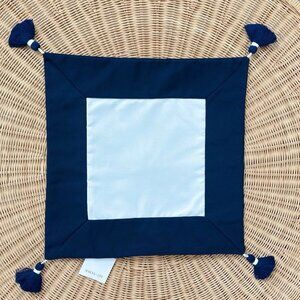 NEW Serena & Lily Sunbrella Border Frame Outdoor Pillow Cover (20” SQ)-Navy Blue